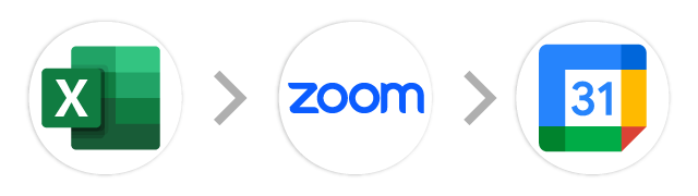 Excel→Zoom→Googleカレンダー